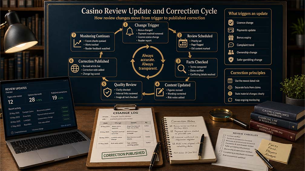 Casino review update and correction cycle