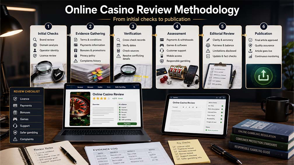 Online casino review methodology from initial checks to publication
