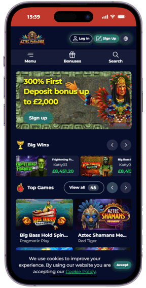 Aztec Paradise casino mobile screenshot