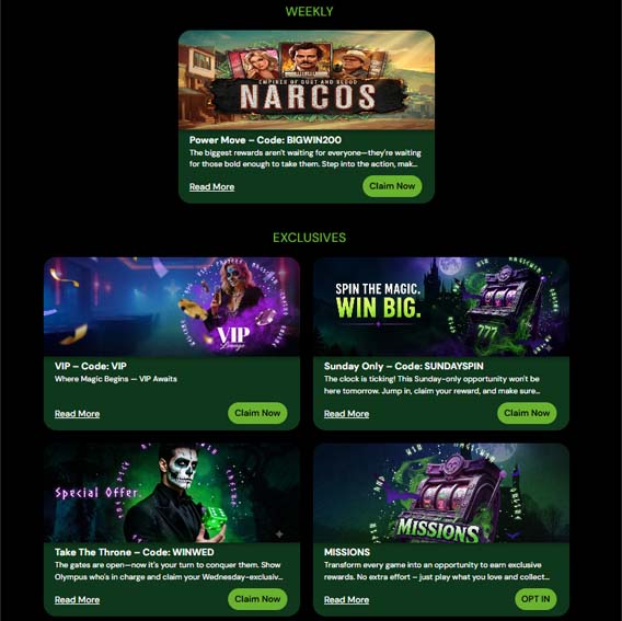 Magic Win casino weekly bonuses screenshot