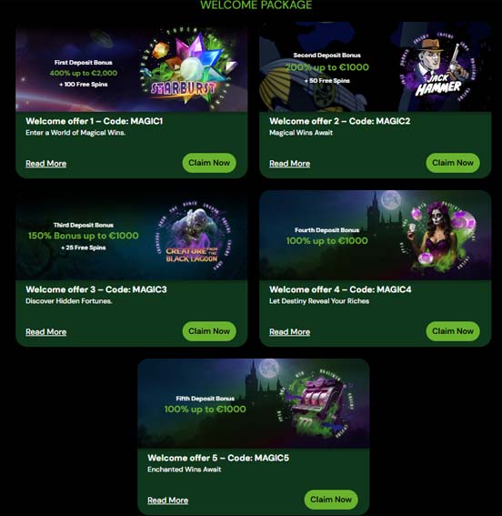 Magic Win casino welcome bonuses screenshot