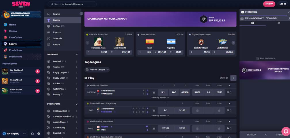 Seven  casino sports betting screenshot