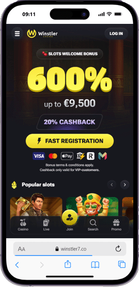 Winstler casino mobile screenshot